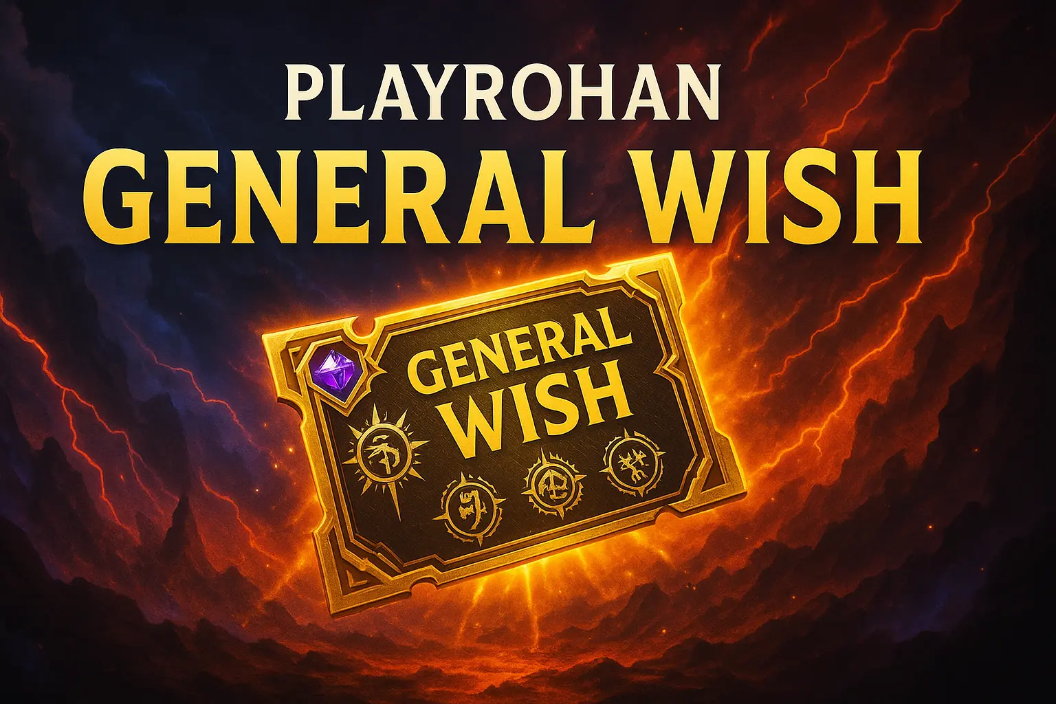 R.O.H.A.N. character viewing a Chaos armor set and a glowing General Wish Ticket.