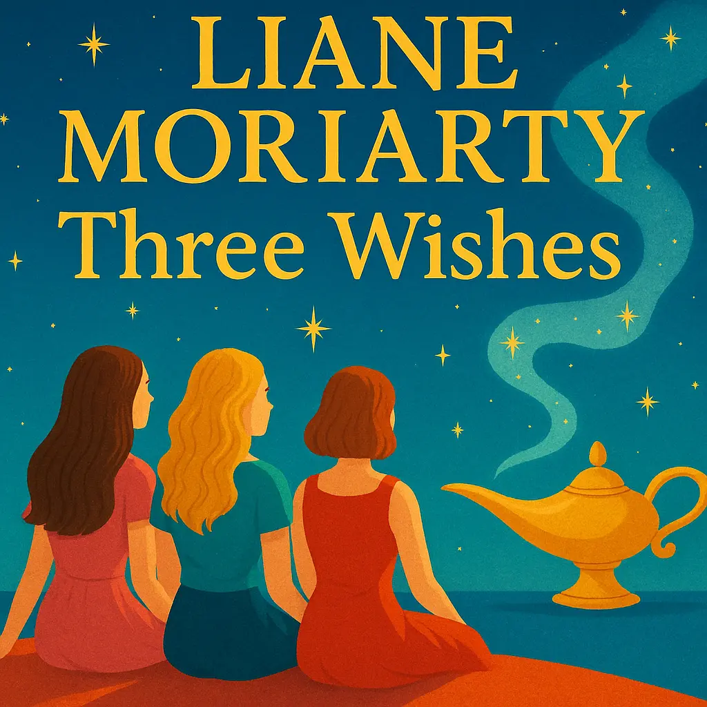 A paperback of Three Wishes beside three cups and a blank card.