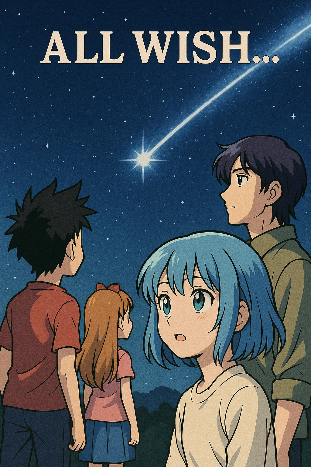 Cozy anime fan bedroom with laptop streaming anime and phone showing anime-style wish messages between friends.