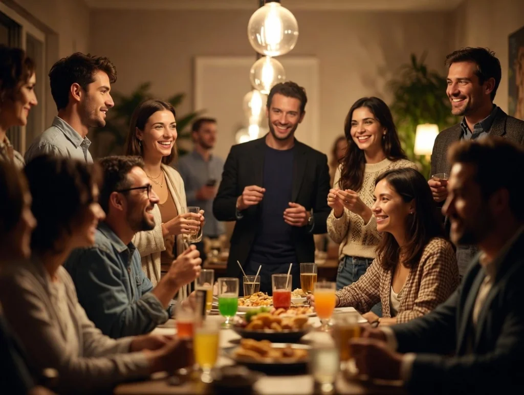 A top-down view of an open blank notebook, a simple mug, and an index card with silver star confetti on a wooden library table.