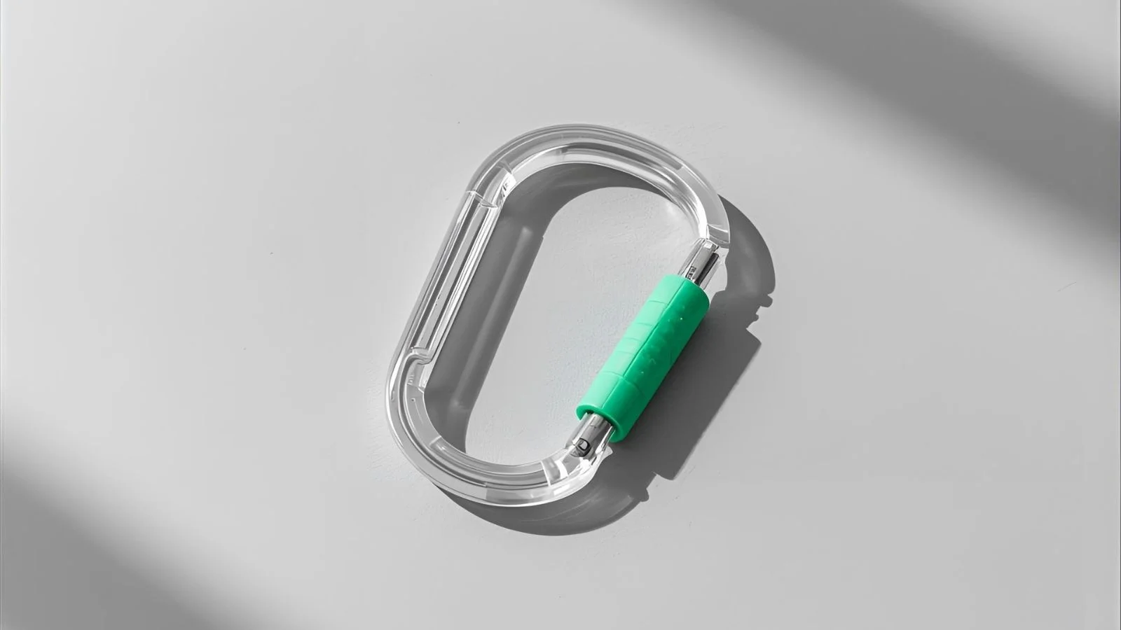 Clear acrylic carabiner keychain styled as official K-pop merch on a neutral background.