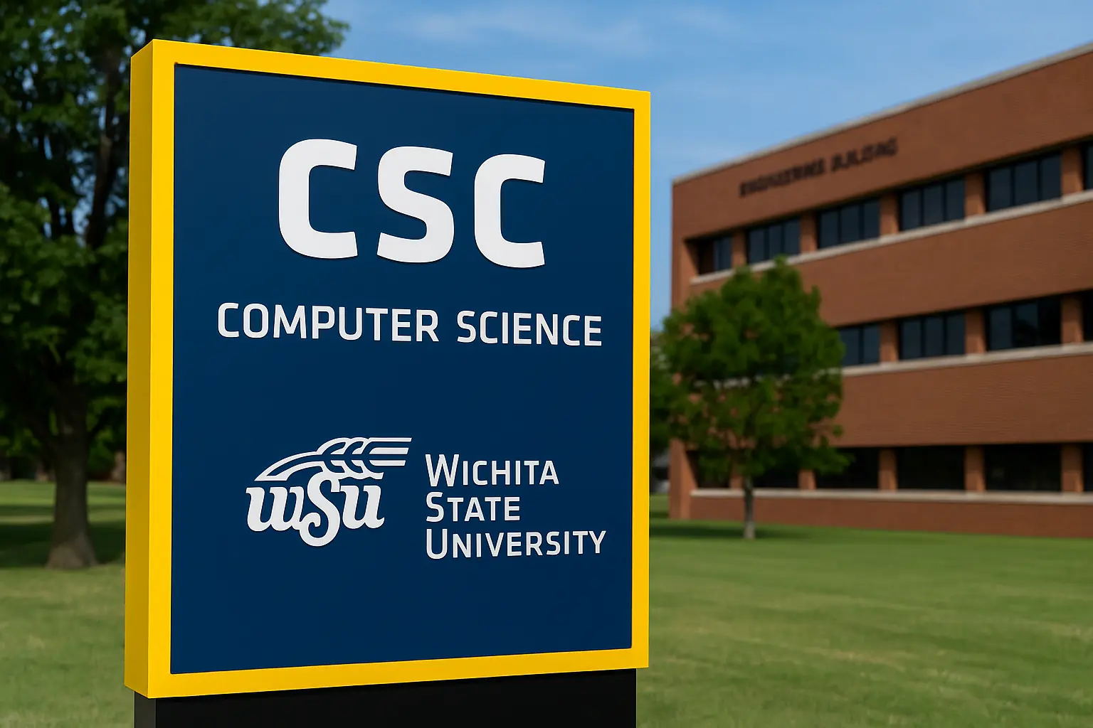 “Team in a modern office celebrating CSC’s milestone success in front of glass wall with company initials.”