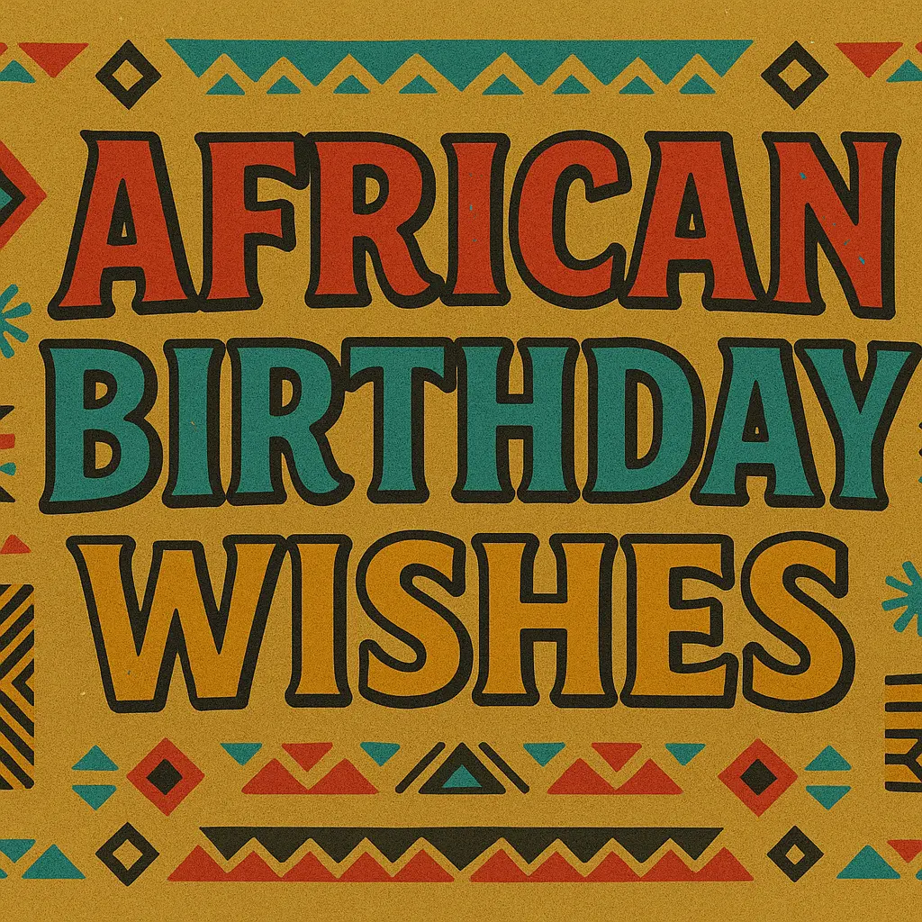 African family gathered around a birthday cake, wearing vibrant prints, clapping and smiling during a joyful celebration.