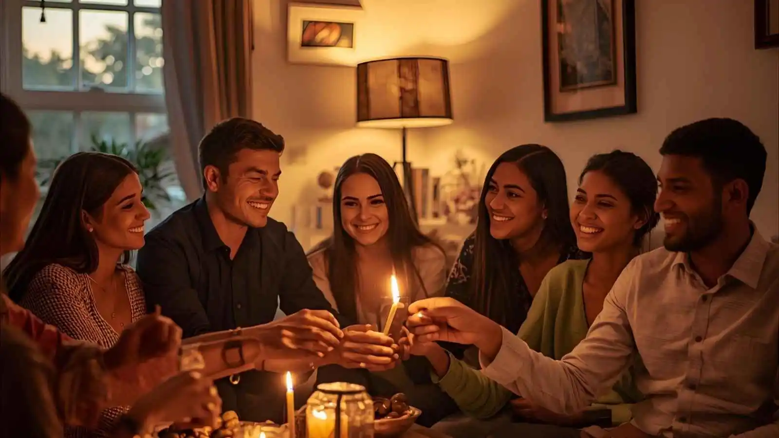Friends and family gathered for iftar, sharing Ramadan wishes with joy and connection.