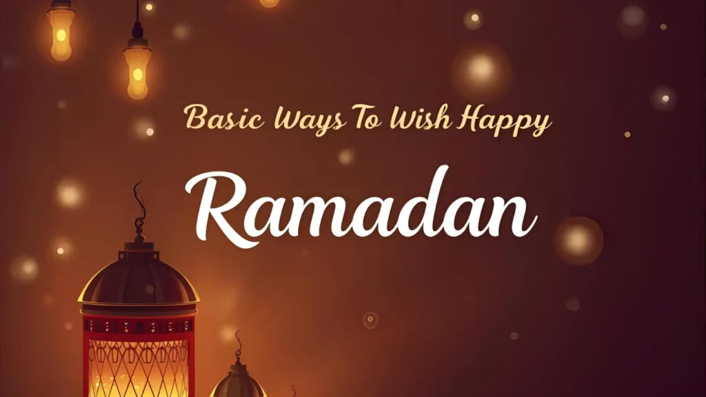 Elegant printable Ramadan Mubarak greeting card with golden crescent moon, lanterns, and floral Islamic patterns on a soft background.