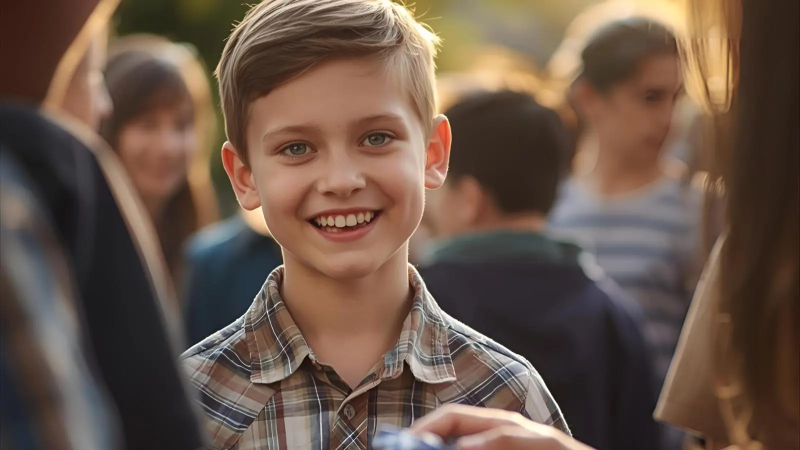 Child receiving a wish gift from volunteer, hope-filled.