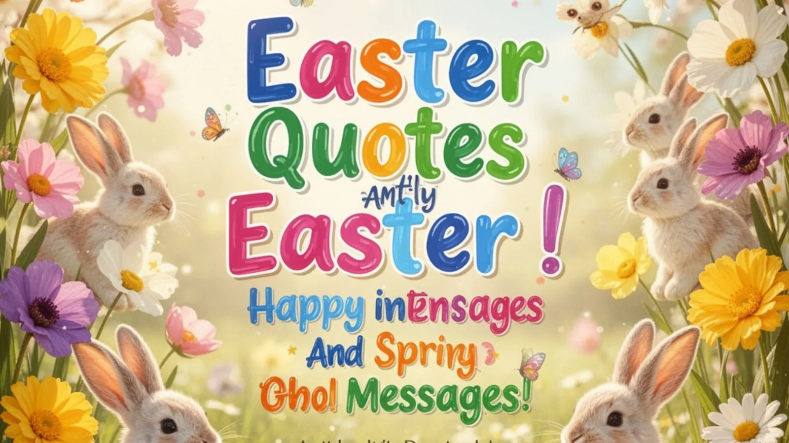 A spring tabletop with pastel eggs in a bowl and tulips in a vase.